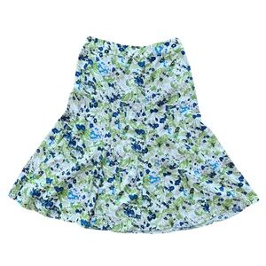 Y2K Christopher & Banks Blue Floral A-line Midi Skirt